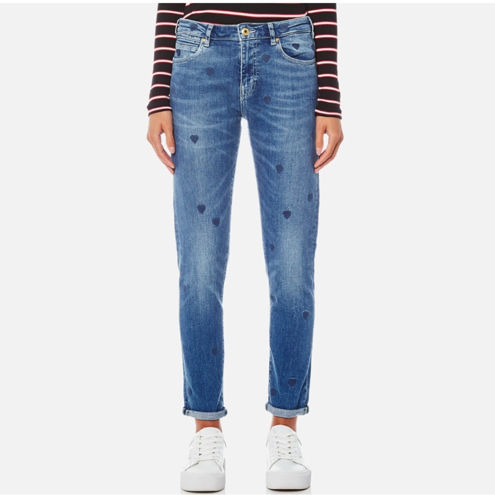 Scotch & Soda Petit Ami Slim Boyfriend Jeans Valentines Heart Embroidered 29/32